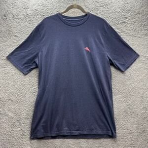 Tommy Bahama Men's Large Tall Blue T-Shirt Sip Happens Tropical Casual Beach